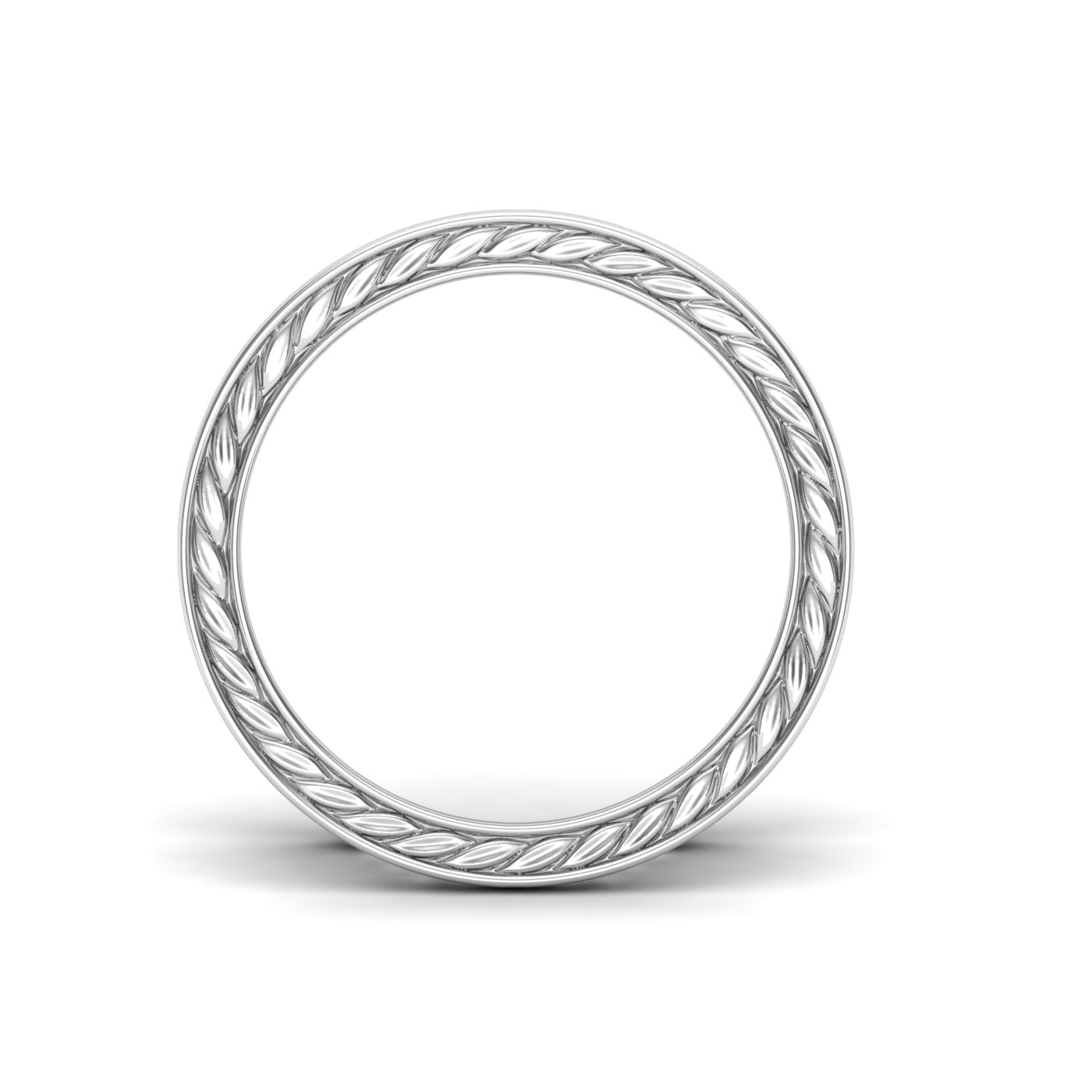 3 Row Pavé Moissanite Wedding Band White Gold